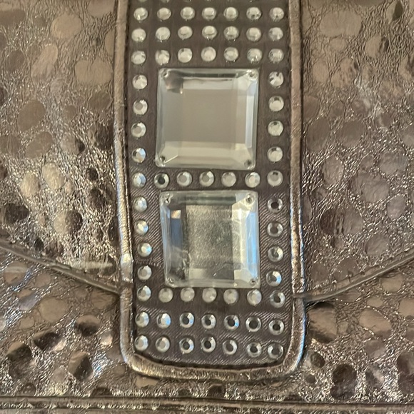 Snap clutch with rhinestones, metallic rose gold - Picture 2 of 5